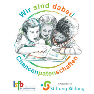 Wir sind dabei! Logo des Projekts "Chancenpatenschaften" des Landesverbandes der Kita- und Schulfördervereine Berlin-Brandenburg in Kooperation mit der Stiftung Bildung